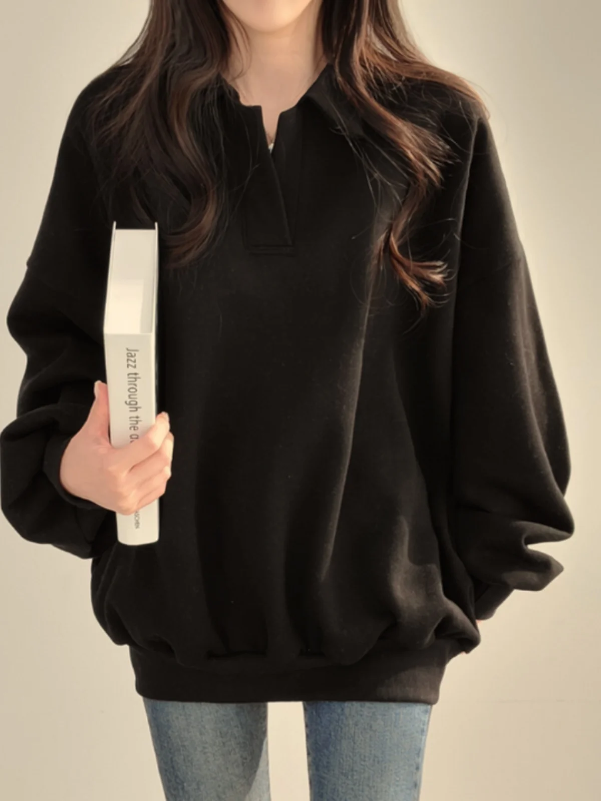 Elegancka Jesienno-Zimowa Luźna Bluza Damska w Stylu Retro, Codzienna, Wygodna, Modna Odzież Uliczna