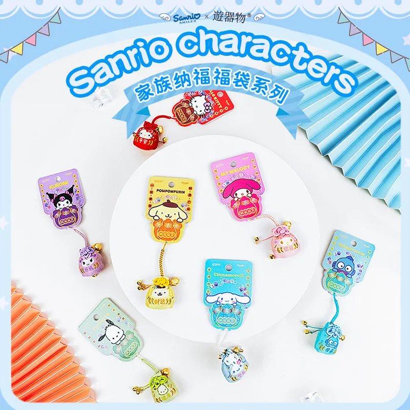 Sanrio Hello Kitty брелок кулон Kuromi Cinnamoroll благословение вышивка удача защитная сумка для девочек друг подарок на день рождения