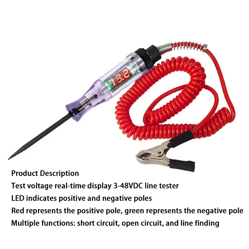 Automotive digital display test pen circuit testing pen Car test lamp digital display test pen Electrical circuit testing