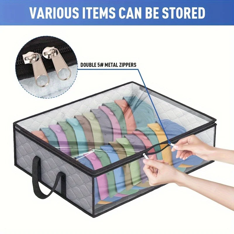 1pc Organiser with Sturdy Handles, Wardrobe Visible Hat Organiser, Space Saving Closet, Bedroom, Home and Dorm Room Organiser