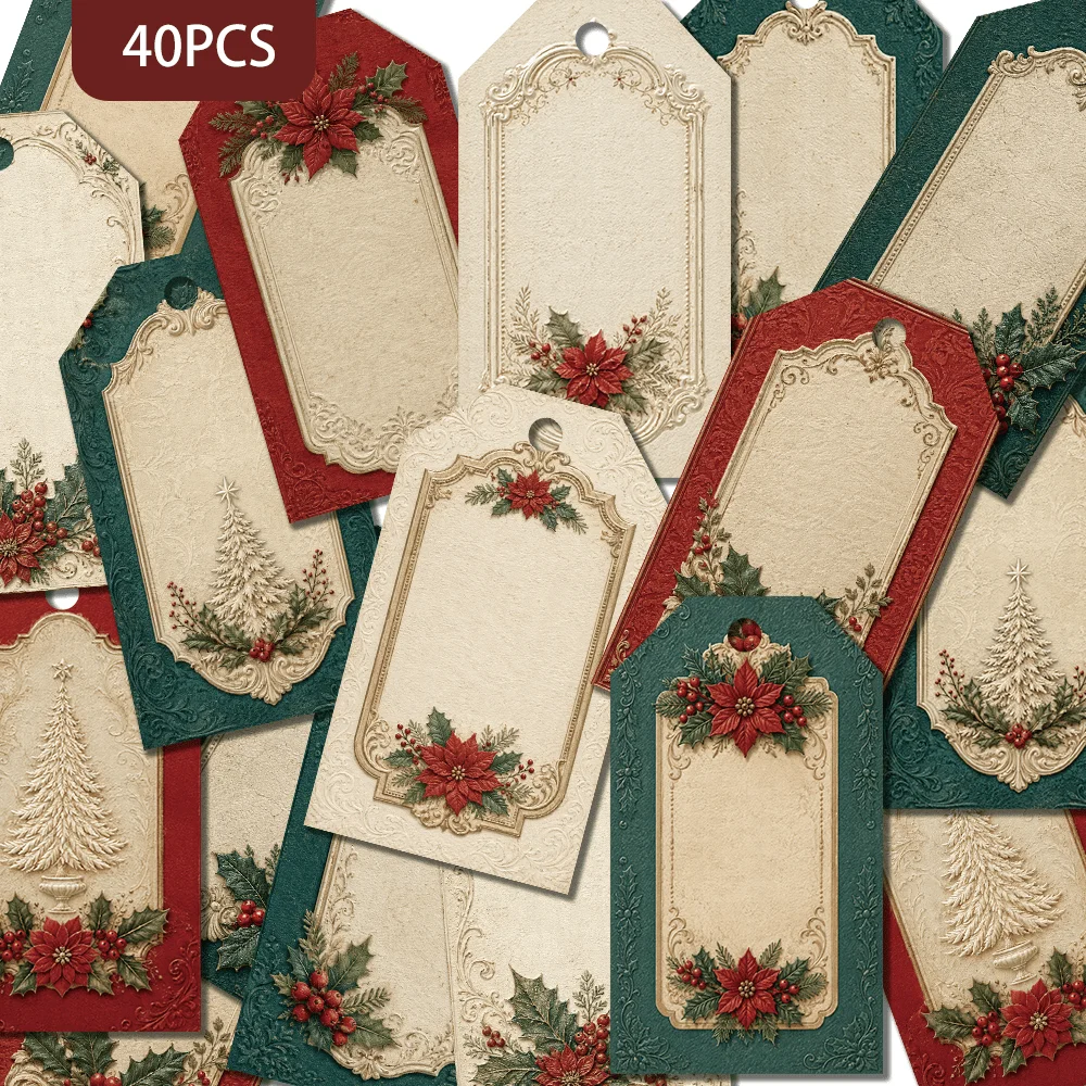 40pcs,European-style Classical Frame Decorative Tags,Holiday Gift Labels,Party Decoration, Handmade Packaging Accents, Jute Rope