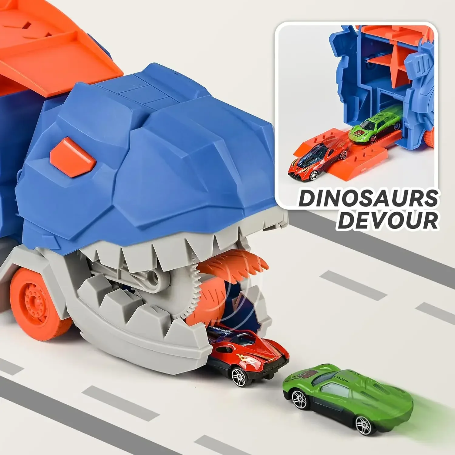 Dinosaur Truck Race Track Set - 4 Transforming Cars 2