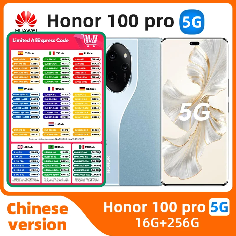 Honor 100 Pro 5g SmartPhone 100W Charge 5000mAh Battery 6.78inch 120hz OLED Display 50MP Snapdragon 8 Gen 2 Original used phone