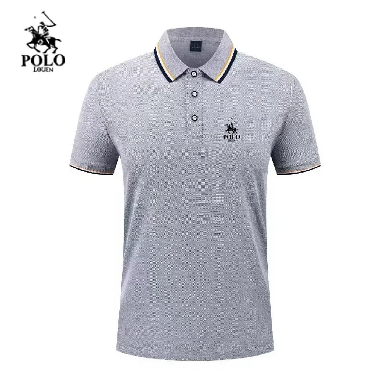 2026 Summer Men's Short Sleeved Polo Shirt Lightweight Collar Street Wear Breathable T-shirt Men's Basic Business Solid ColorTop