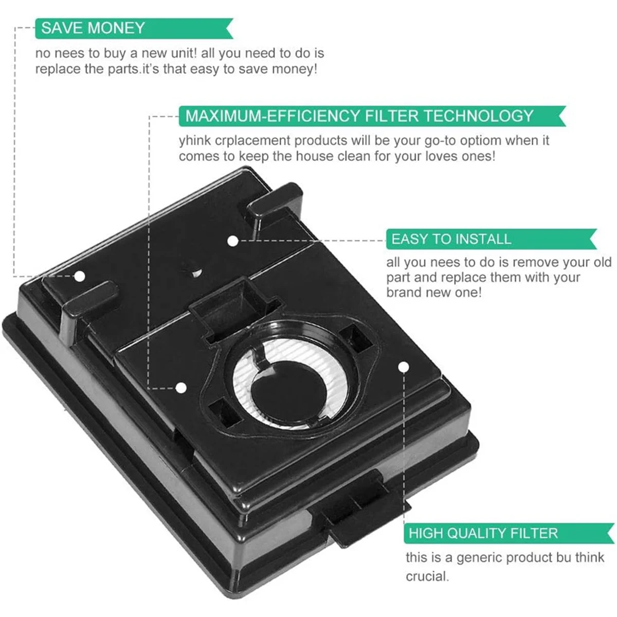 Сменные HEPA-фильтры A66T для Rainbow E2 HEPA Style Подходит для серии E2, для детальной насадки R12179 и R12647B, моющиеся многоразовые