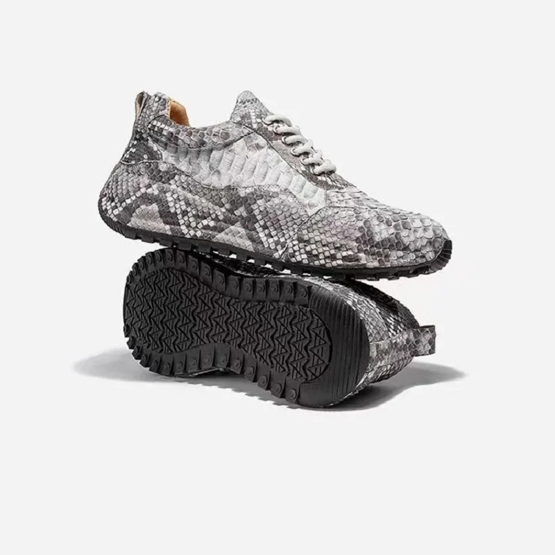 

2025 new arrival Fashion snake skin causal shoes men,male Genuine leather shoes PDD488