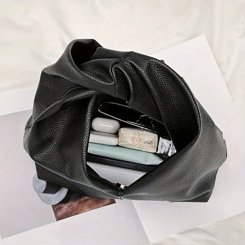 Torebka, torebka na nadgarstek, niszowy design, torebka typu cloud bag, torebka, nowa ekskluzywna plisowana torebka typu horn bag, miękka torebka na ramię z PU, torebka damska, modna i prosta, na wyjścia i imprezy. — zdjęcie 5