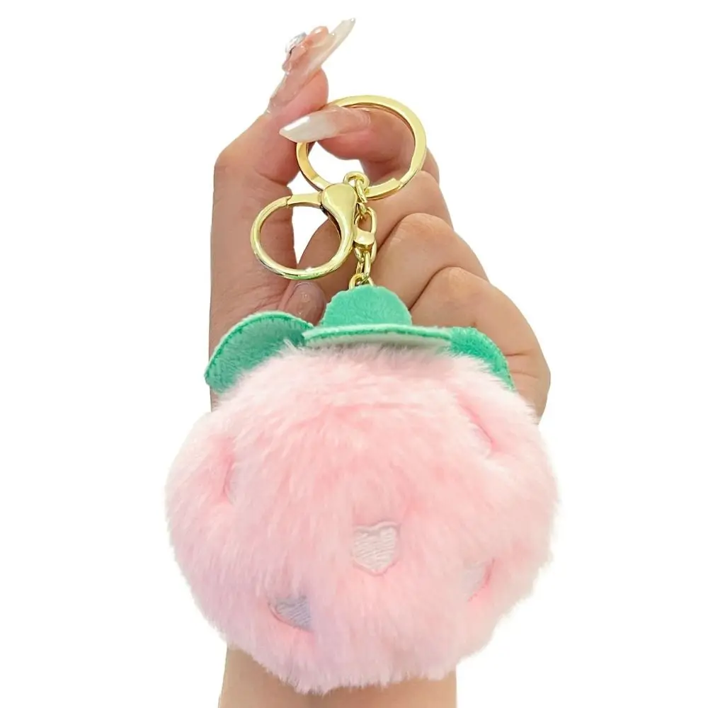 Backpack Pendant Fluffy Plush Fruit Keychain Cartoon Funny Plush Doll Key Ring Soft Colored Soft Peach Car Keychain Kids