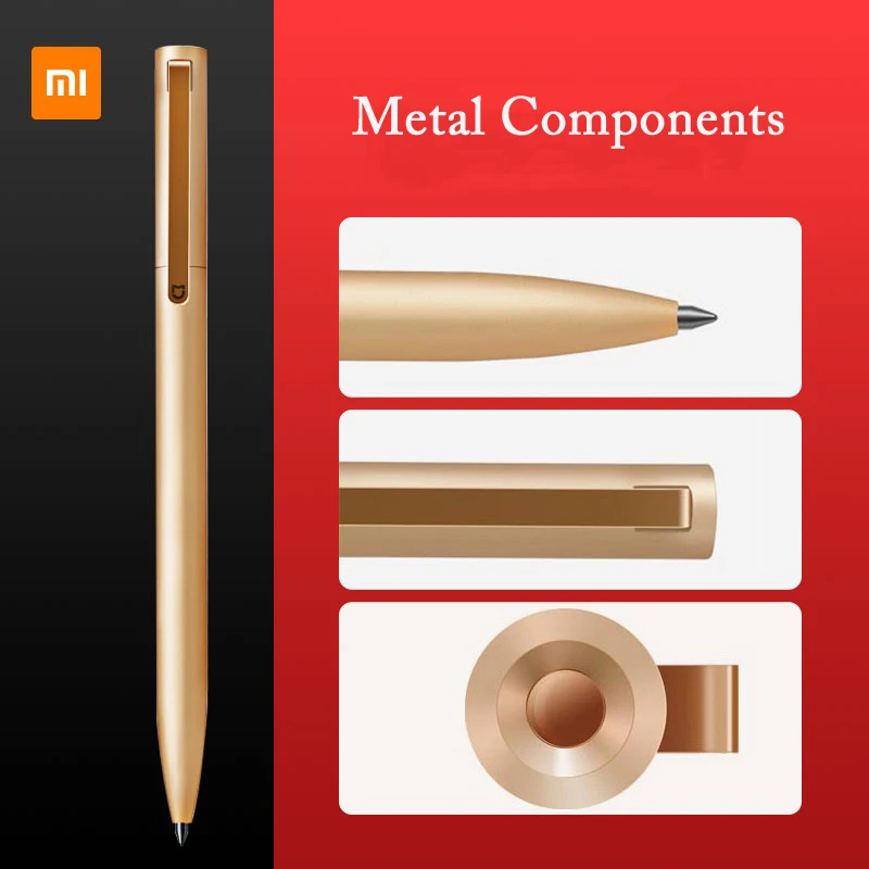 Xiaomi-Bolígrafo de Gel de Metal Original, recarga de bolígrafo suizo de tinta negra de 0,5mm, Canetas de firma de negocios para oficina, suministros de papelería/regalos