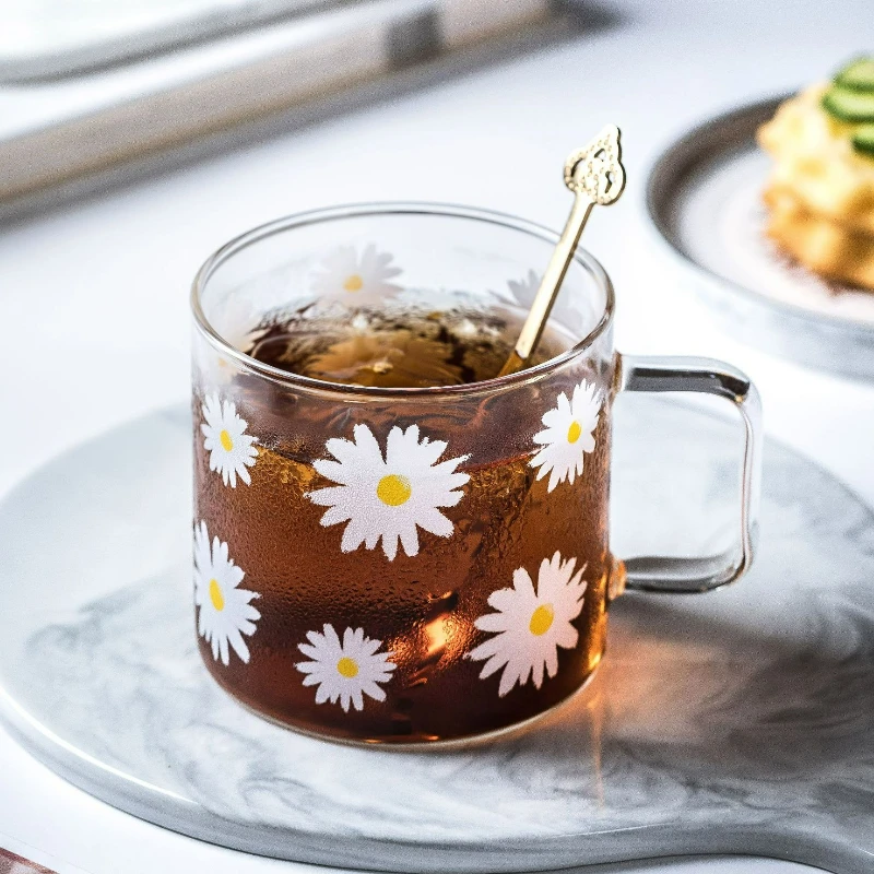 

Прозрачная стеклянная чашка с ручкой, мультяшная чашка для молока, кофе, сока, воды, чашка для завтрака, десерта, йогурта, чая, кафе, посуда для напитков, новинка