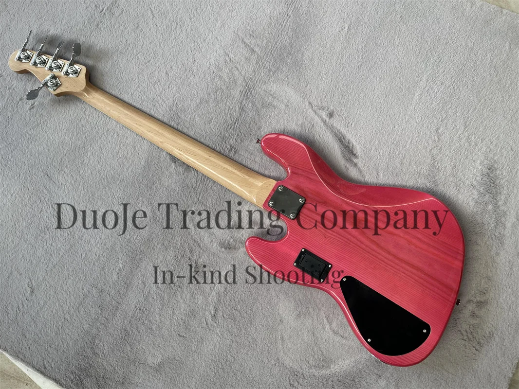 Pink Electric Bass 5-string bass Maple fingerboard ash body Burl top single bridge active battery case