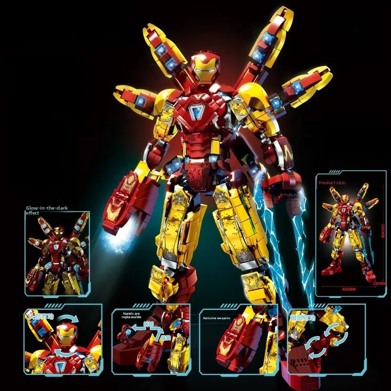 Marvel Superhelden Robot Bricks Sets Iron Man MK50 Mecha Bouwstenen Speelgoed Technische Verjaardagscadeautjes Jongens Kinderen Volwassen 1500 + stuks