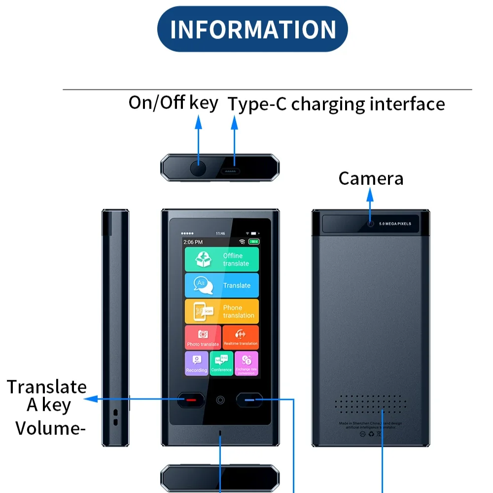 Smart Voice Photo Scanning Translation Machine Wifi TouchScreen Portable Voice Translator Z9 Instant Simultaneous Interpretation