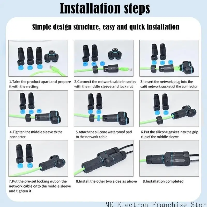 T5EA 1 إلى 2RJ45 8P8C CAT6 DOUPLER لـ Ethernet Connection Compatibles CAT5 إلى CAT8 امتداد كابل الشبكات