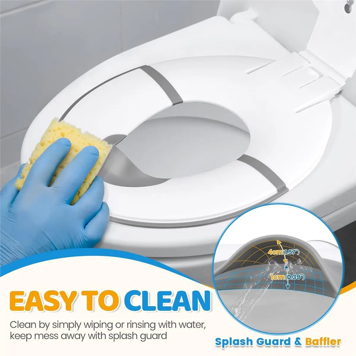 

【frki】 Foldable Potty Training Seat, Toddler Toilet Seat for Travel with Suction Cups Firmly Adhere and Adjustable Length