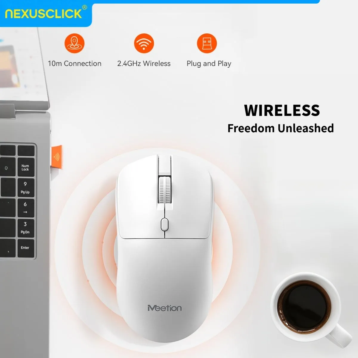 NexusClick 2.4G Wireless Silent Mouse 55g Lightweight,3‑DPI Power Saving Plug & Play,Durable Affordable for Home Office & Travel
