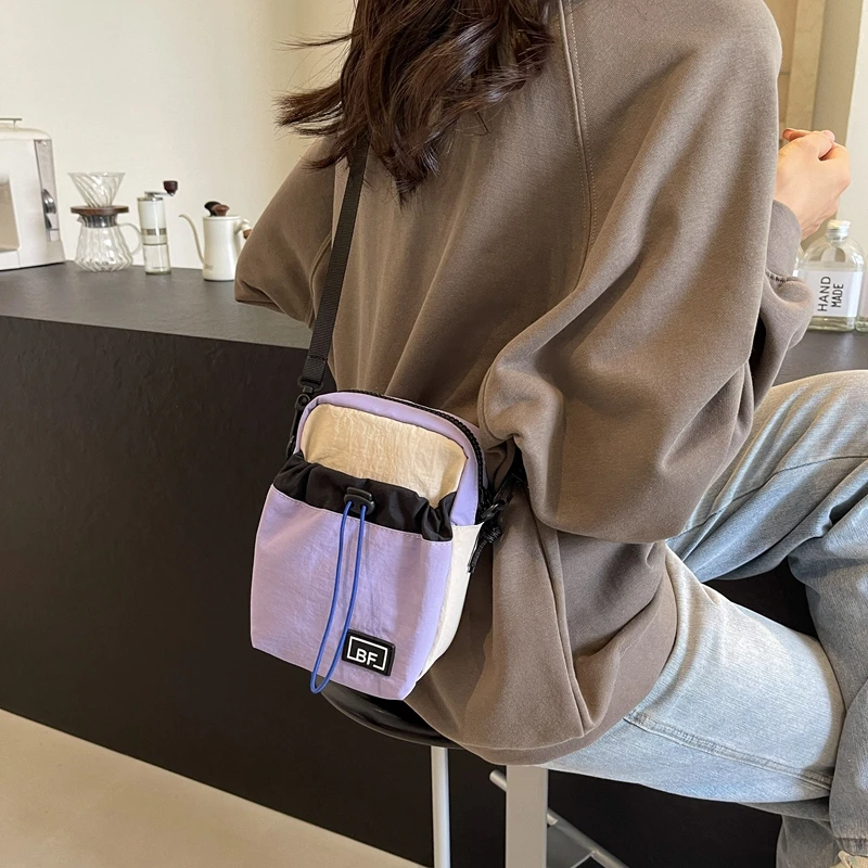 Fashion Casual Nylon Bag Women Daily High Quality Patchwork Shoulder Bags Stylish Girl's Sports Mini Lightweight Crossbody Bags