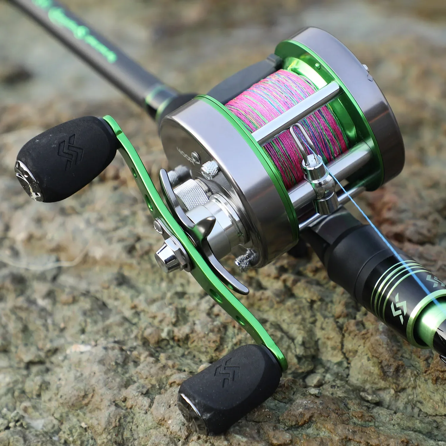 Sougayilang Baitcasting Fishing Rod and Reel Combo Set Carbon Fiber Fishing Rod Trolling Fishing Reel Kit for Bass Fishing Pesca