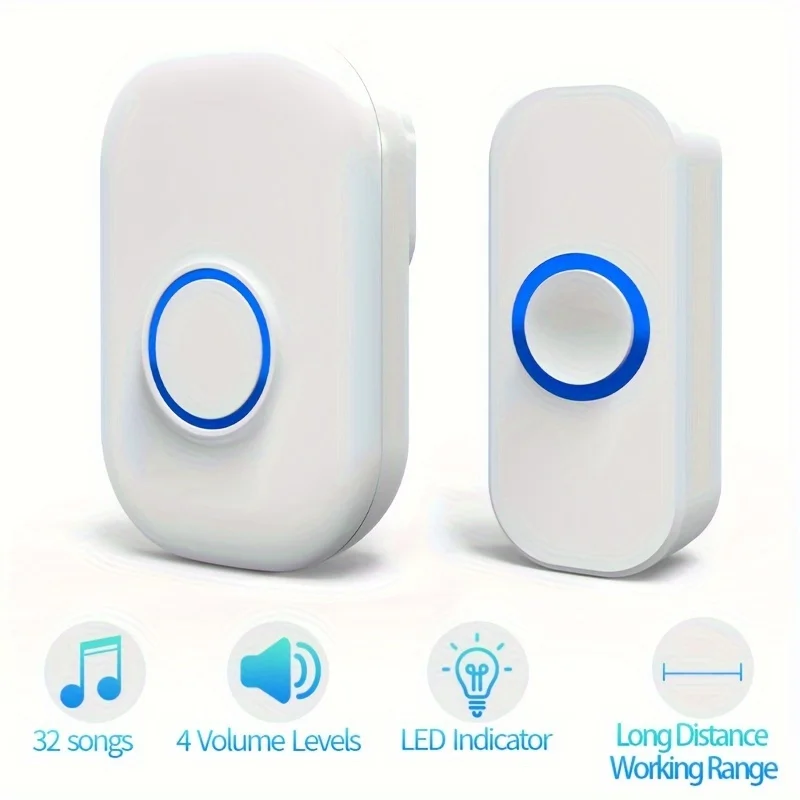 32-Melody Ringtones with 4-Level Adjustable Volume, Ultra-Long Range Electronic Remote Control Flashlight Wireless Doorbell