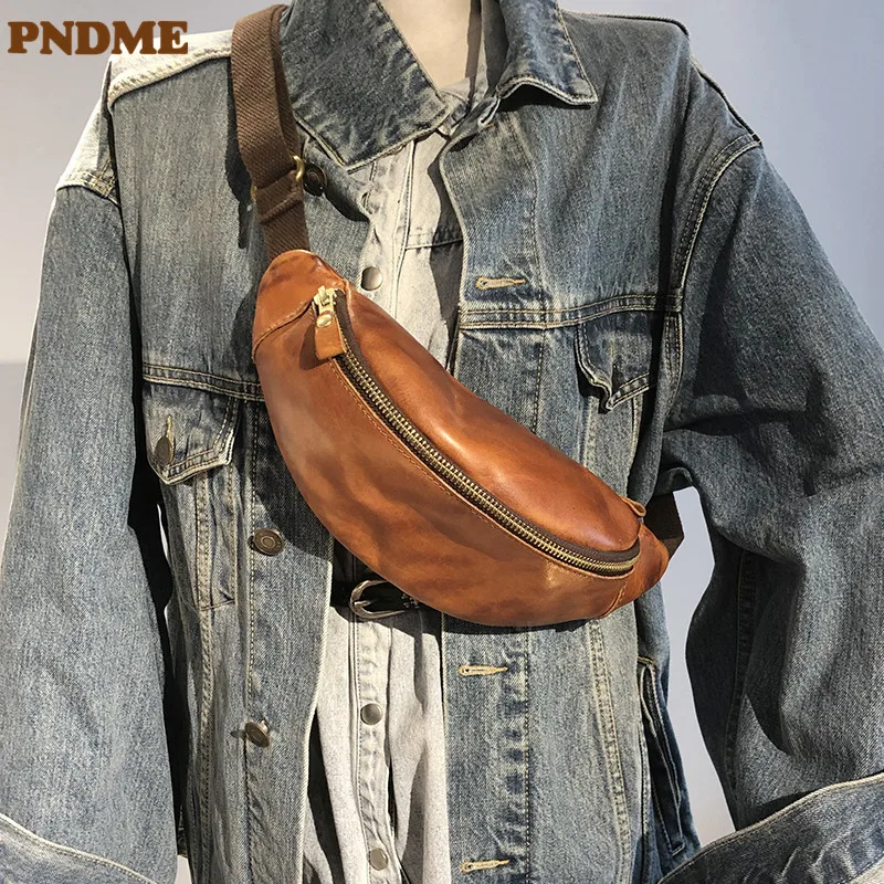 Luxury Genuine Leather Men Small Chest Bag Outdoor Sports Natural Real Cowhide Crossbody Bag Teens Motorcycle Shoulder Bag