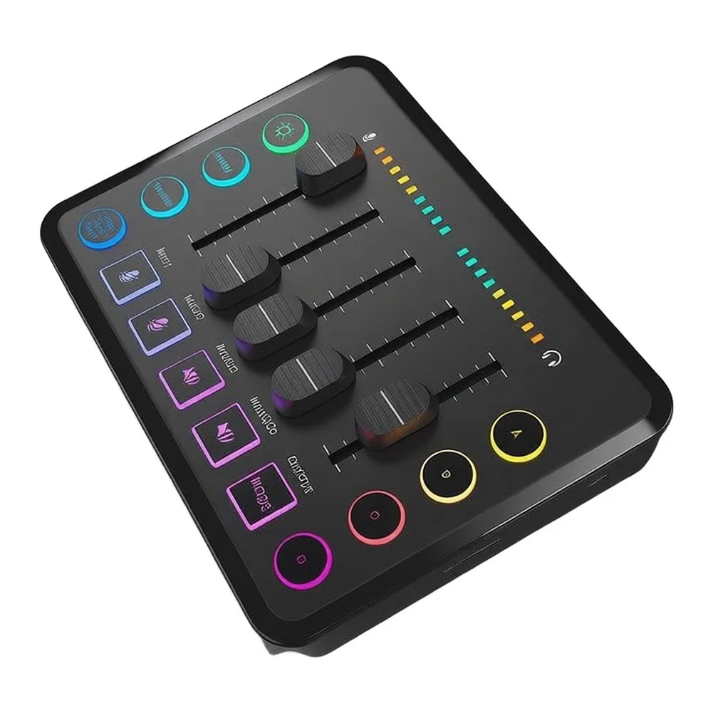 For F9 Gaming Audio Mixer Sound Card RGB Lighting For Dsp Noise Reduction For Live Streaming Podcasting Mobile PC Recording Tool