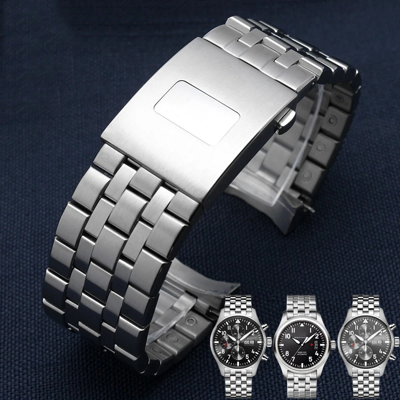 Stainless Steel Strap 20mm 21mm Men\'s Watch Accessories for IWC Pilot Bracelet Mark 17 18 Little Prince IW377717 IW377710