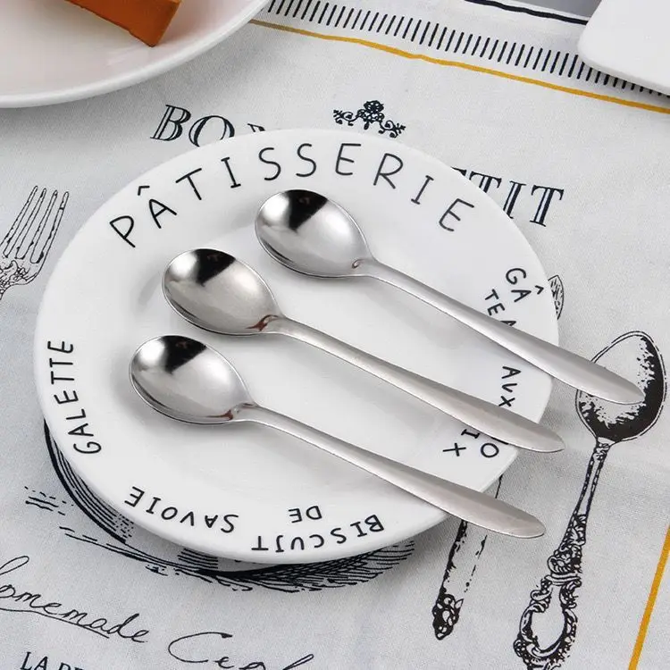 Silver Long Handle Stirring Dessert Spoons Stainless Steel Coffee Spoon Dessert Seasoning Tools Home Kitchen Accessories view 2