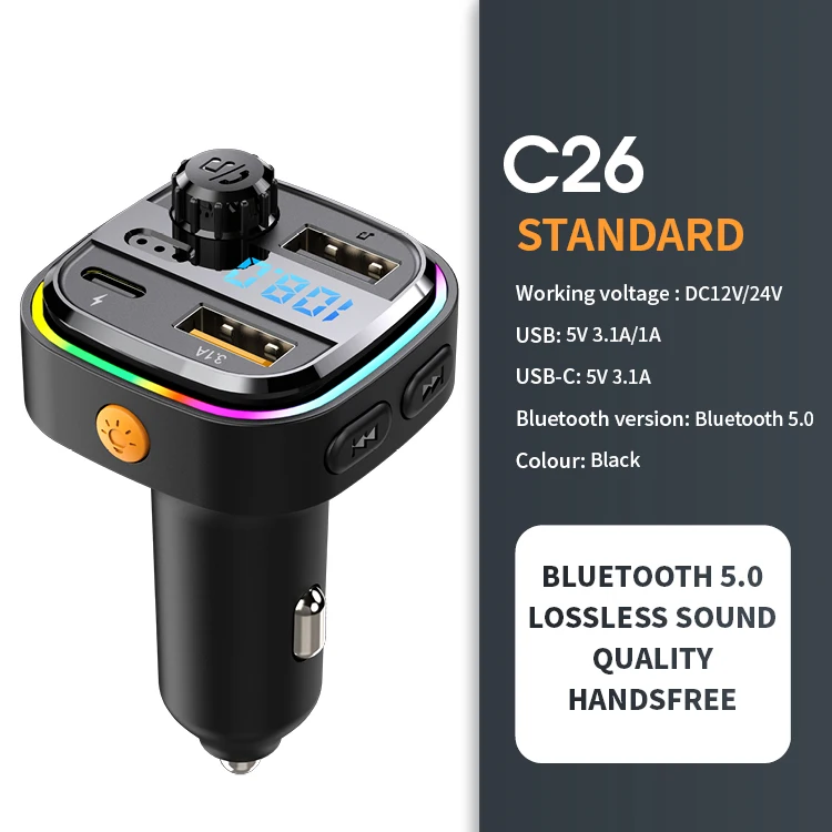 Bluetooth 5.0 Fm-zender Handsfree Autoradio Modulator MP3-speler met 22,5 W USB Super Quick Charge Adapter voor auto