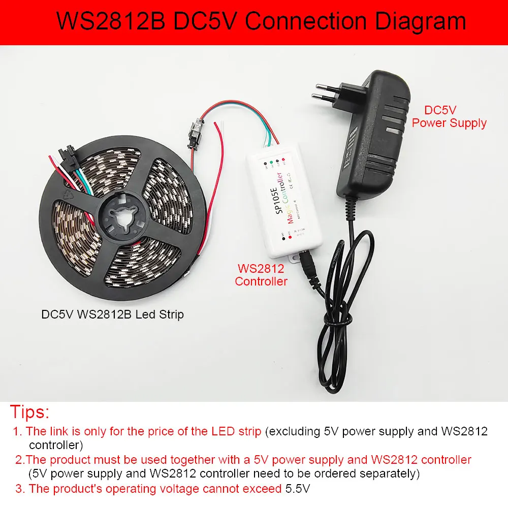 5V WS2812 WS2812B RGB Led Strip 30/60/74/96/144 Leds/m Black White PCB IP30 IP65 IP67 Individually Addressable IC Led Light Tape