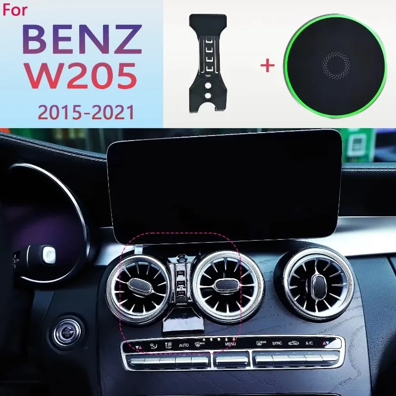 

Car Phone Holder Base Special Mounts Magnetic For Mercedes Benz C200 260 300 W205 2015-2021 15W Wireless Charging Phone Stand