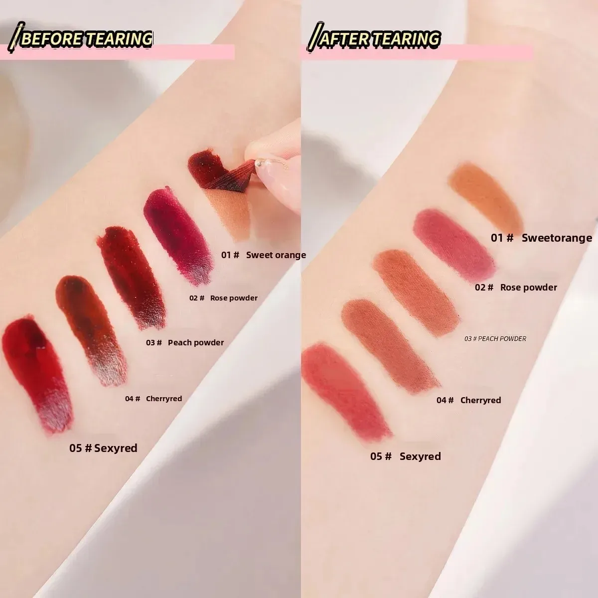 O'CHEAL Velvet Lip Tint 12H Wear Transfer-Proof Long-Lasting Non-Drying Glossy Stain with Smudge-Proof Feature 10 Colors