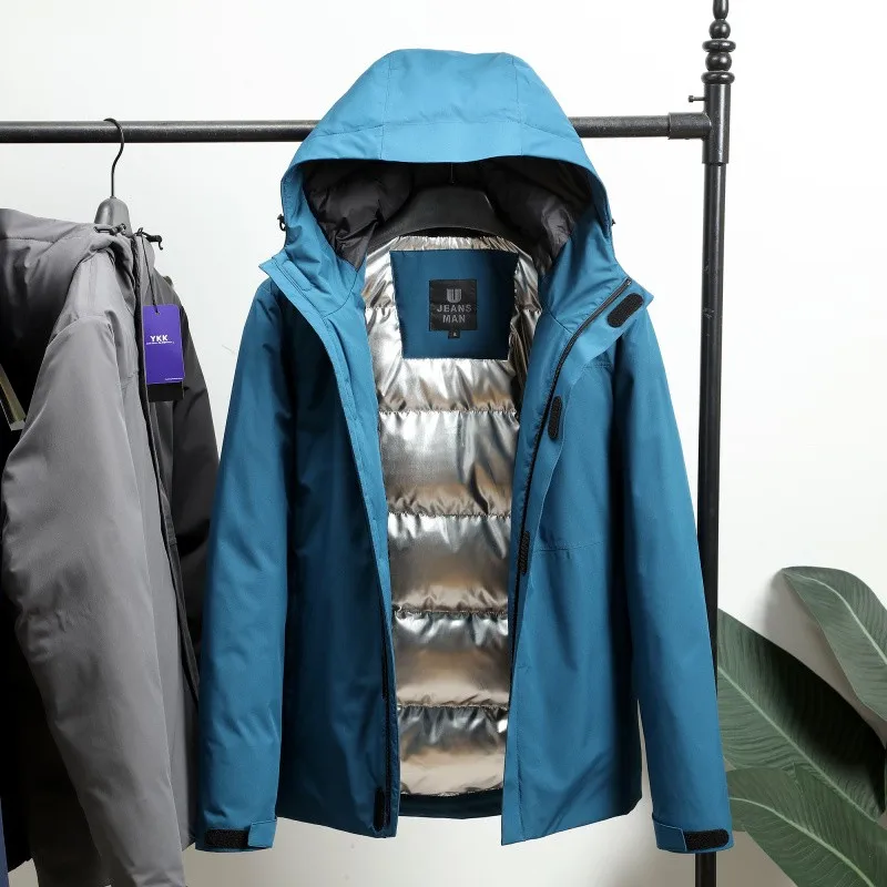 

Men's Outdoor Winter Jaet 90 White Du down Hooded Warmth Reflective Silver Ion Thiened Ci Casual Sle Regular Fit