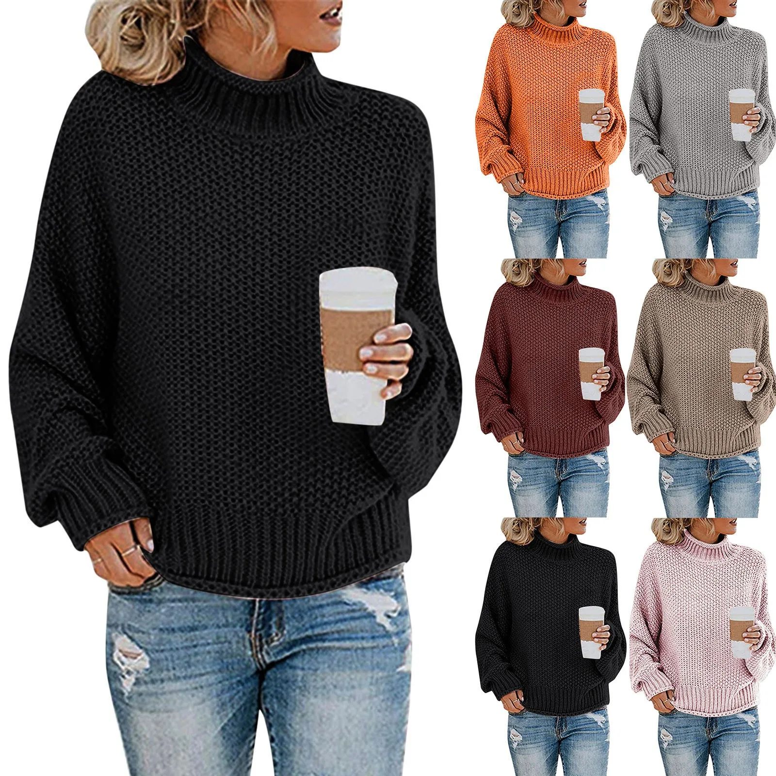 Sweater Female Autumn Winter Knitted Women Sweater Pullover Female Tricot Jersey Jumper Femme High Collar Women Clothes