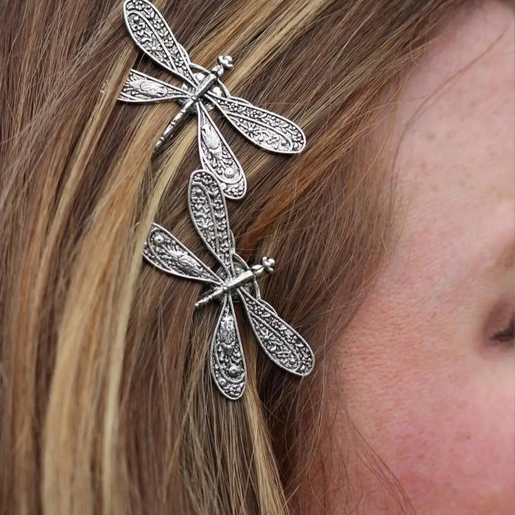 Elegant Antique Silver Dragonfly Hairpins Bridal Headdress Wedding Celebration Hair Accessories  Dragonfly Hair Clip view 6