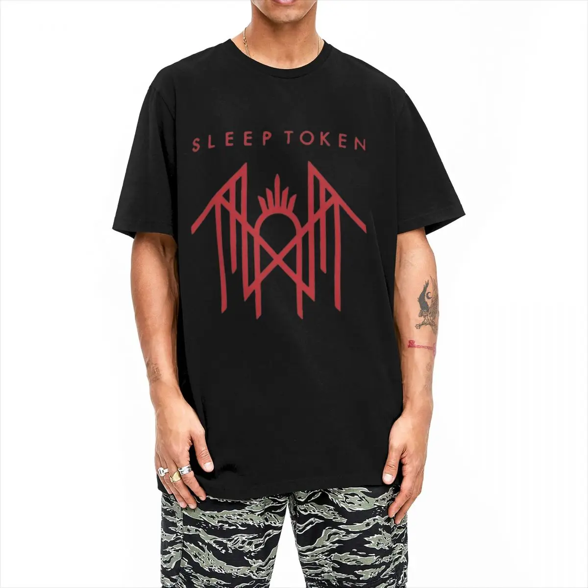 The Red Old Sleep T-Shirt Summer Toke Music Band Y2K Casual T-Shirts 100% Cotton Harajuku Tee Shirt For Men Short-Sleeve Tops