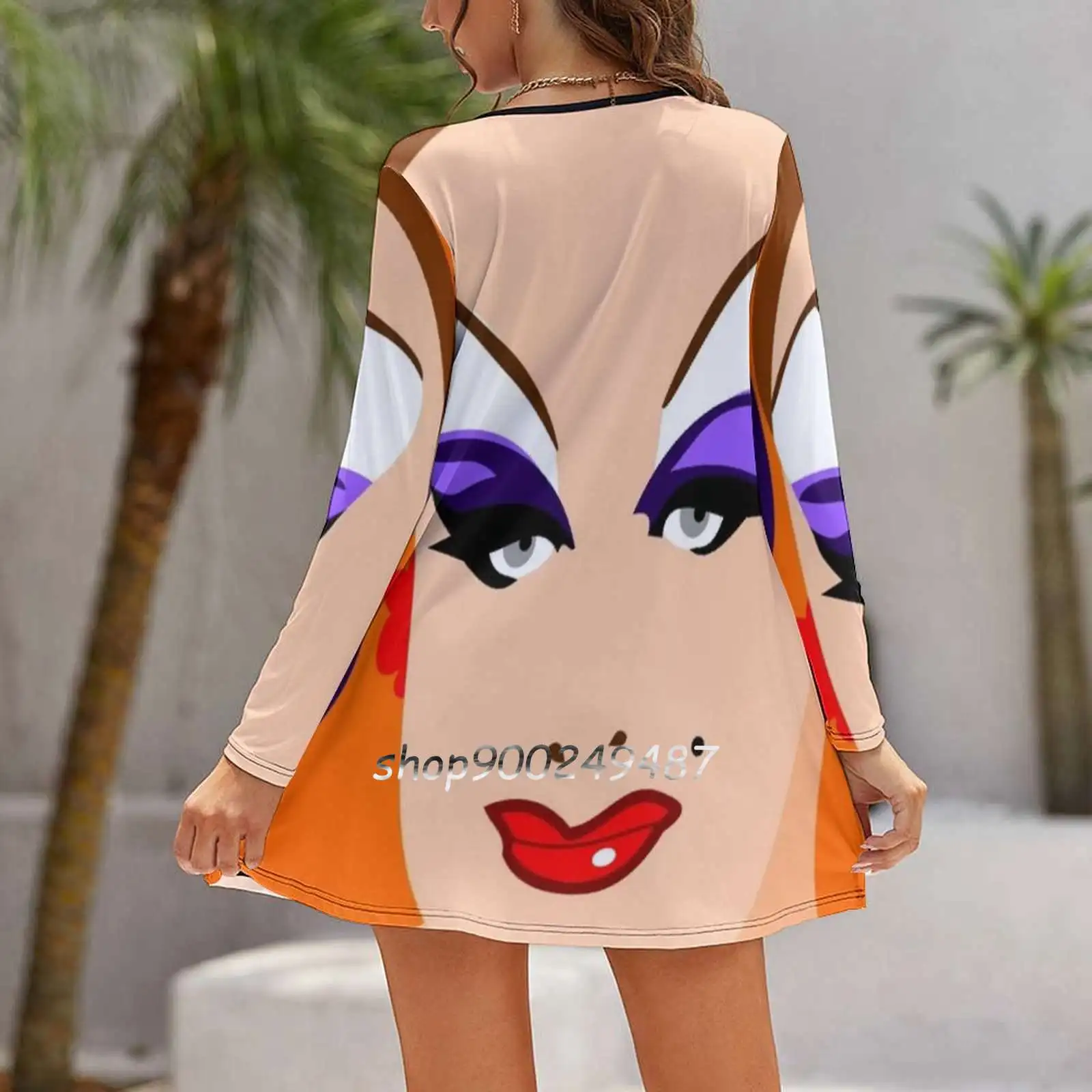 Divine Portrait Women Casual High Waist Mini Dress Long Sleeve Dress Autumn New Fashion Dress Divine Drag What In Portrait