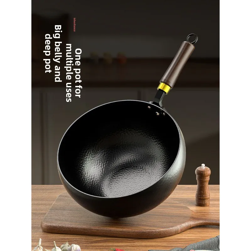 Craft iron pot big belly pot handmade wok household uncoated non-stick wok