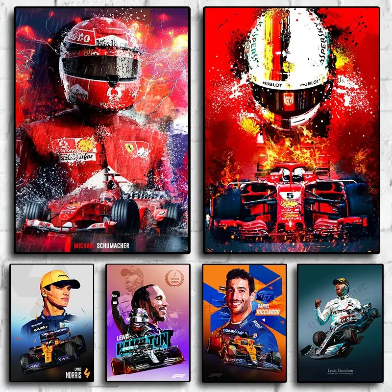 Formula 1 World Champion Racer Canvas Poster - Graffiti-Style Racing Team Wall Art for Room Decor