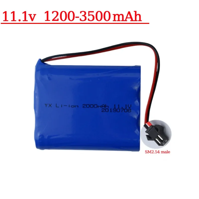 

11.1V 3S1P 1200mAh Li-Ion Battery 3500mAh Rechargeable Battery Pack SM2.54 Male -
