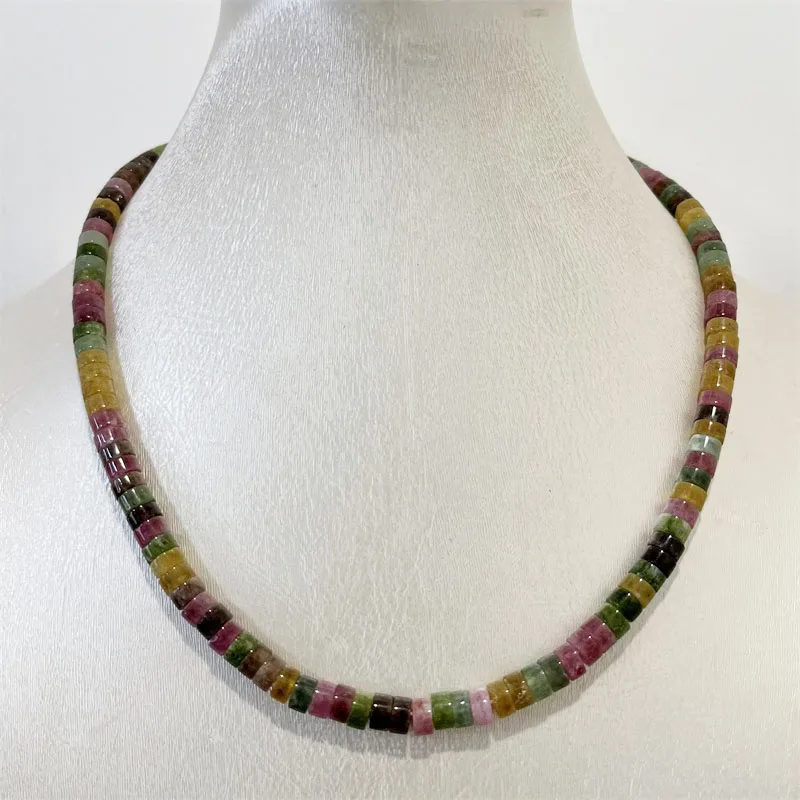 Luxury Brazil Candy Tourmaline Necklace Colorful Natural Stone Jewelry Elegant Exquisite Beaded Chain Choker Collier