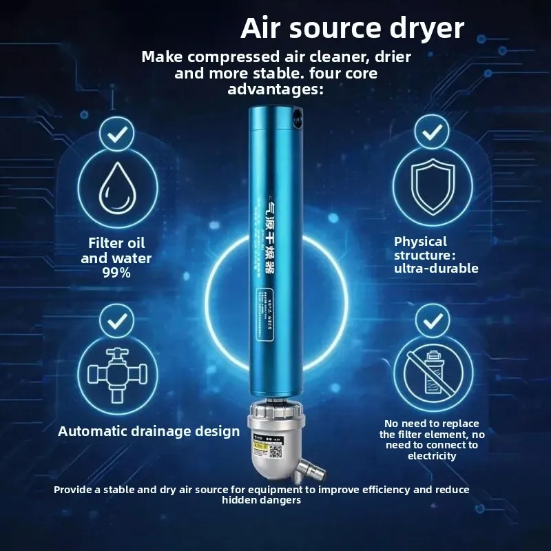 For Precision Air Compressor Filter Oil Water Separator for Compressed Air Source Drying Pump Removal System No Filter Needed