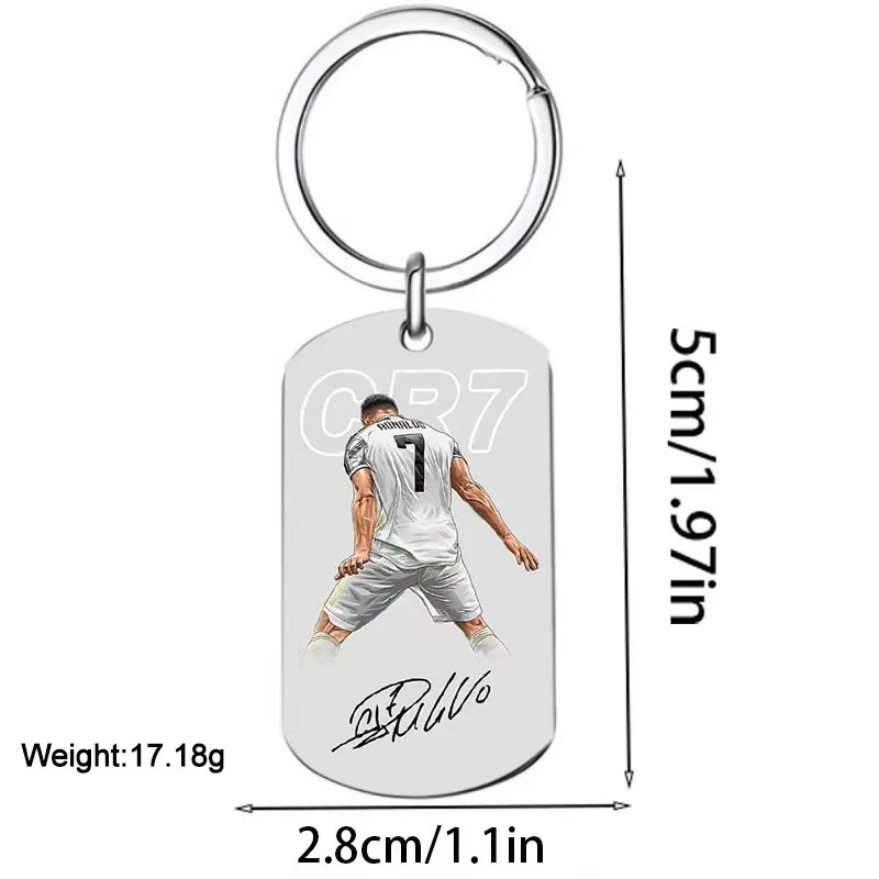 هدية كرة القدم CR7 للرجال، سلسلة مفاتيح من سبائك الزنك رقم 7، تذكار على قلادة سيارة لمحبي كرة القدم #3