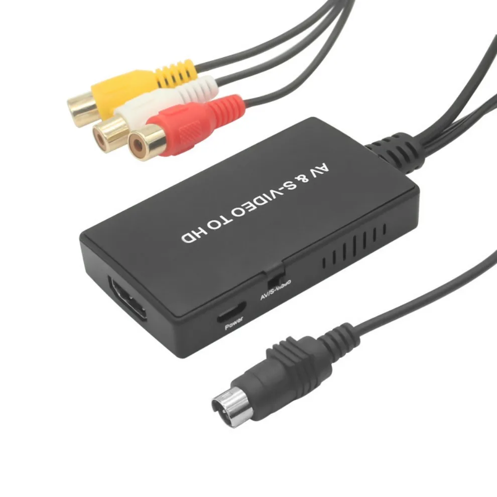 LccKaa 1080P AV RCA CVBS SVideo to HDMI-compatible Adapter For HDTV DVD STB, Compatible with PS2/ PS3 AV S-VIDEO Video Converter