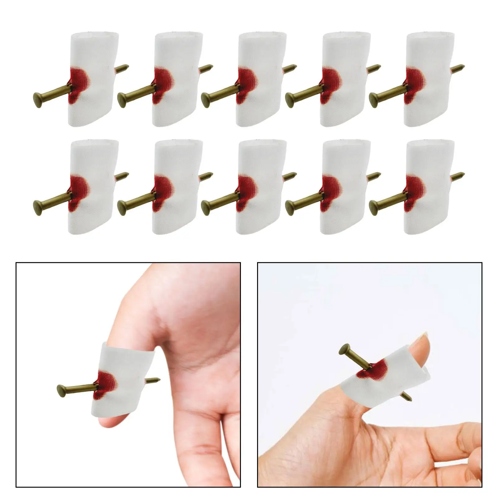 10 Pieces Fake Nail through Nail Novelty Illusions Props Fun Halloween Trick for Masquerade Adults Funny Toy