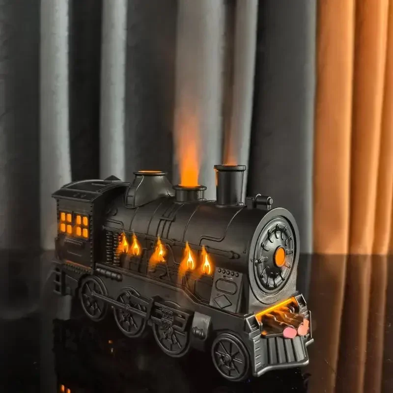 Train Design Air Humidifier, Simulated Steam Engine Train Aromatherapy Diffuser, Essential Oil Diffuser, Mini Humidifiers