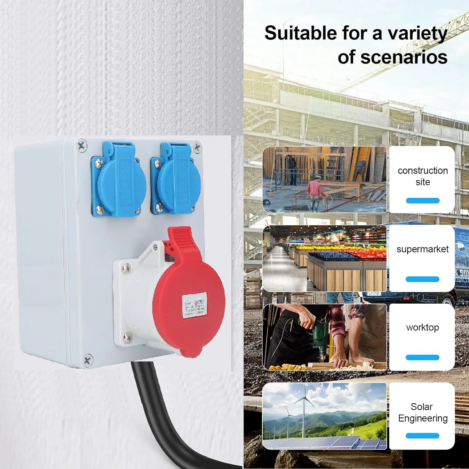 Construction Power Box Wall Distributor Socket 220-250V 16A Sockets Corrosion-resistant For Construction Sites