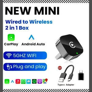 2 In 1 Wireless Carplay & Android Auto Adapter 5ghz Wifi Type-C/Usb Plug Play With 2 Free Gifts Car Electronics Accessory