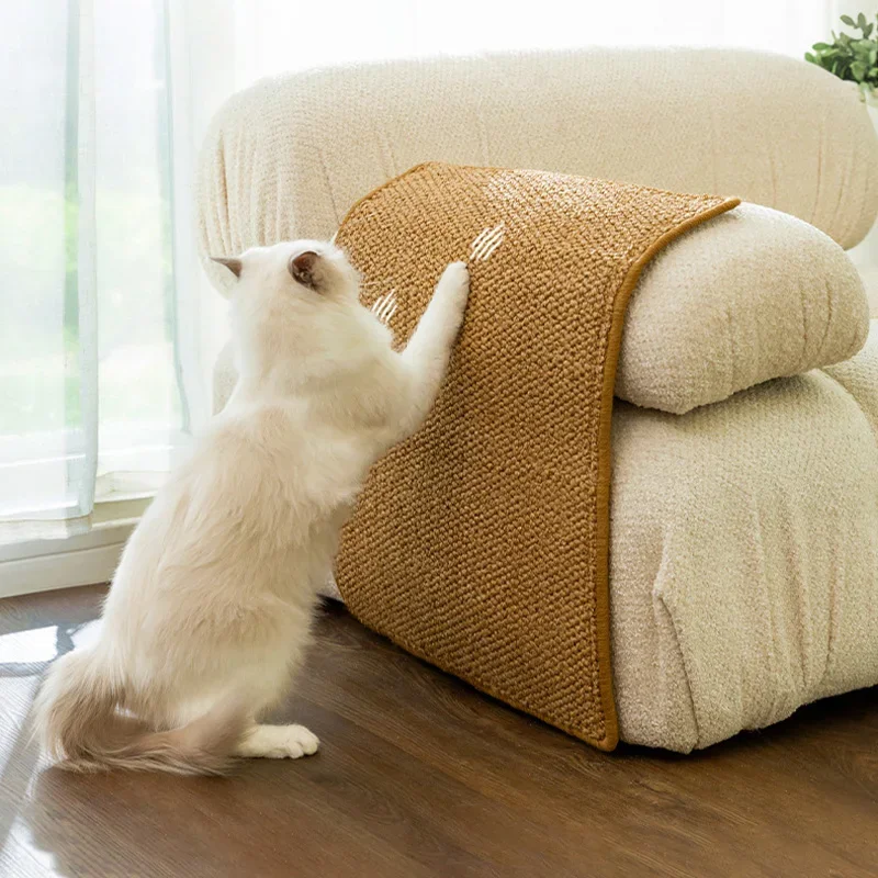 Couch Cat Scratcher Sofa Protection Cushion Artificial Sisal Cat Scratching Mat Pet Grinding Nail Self-adhesive Board Pad