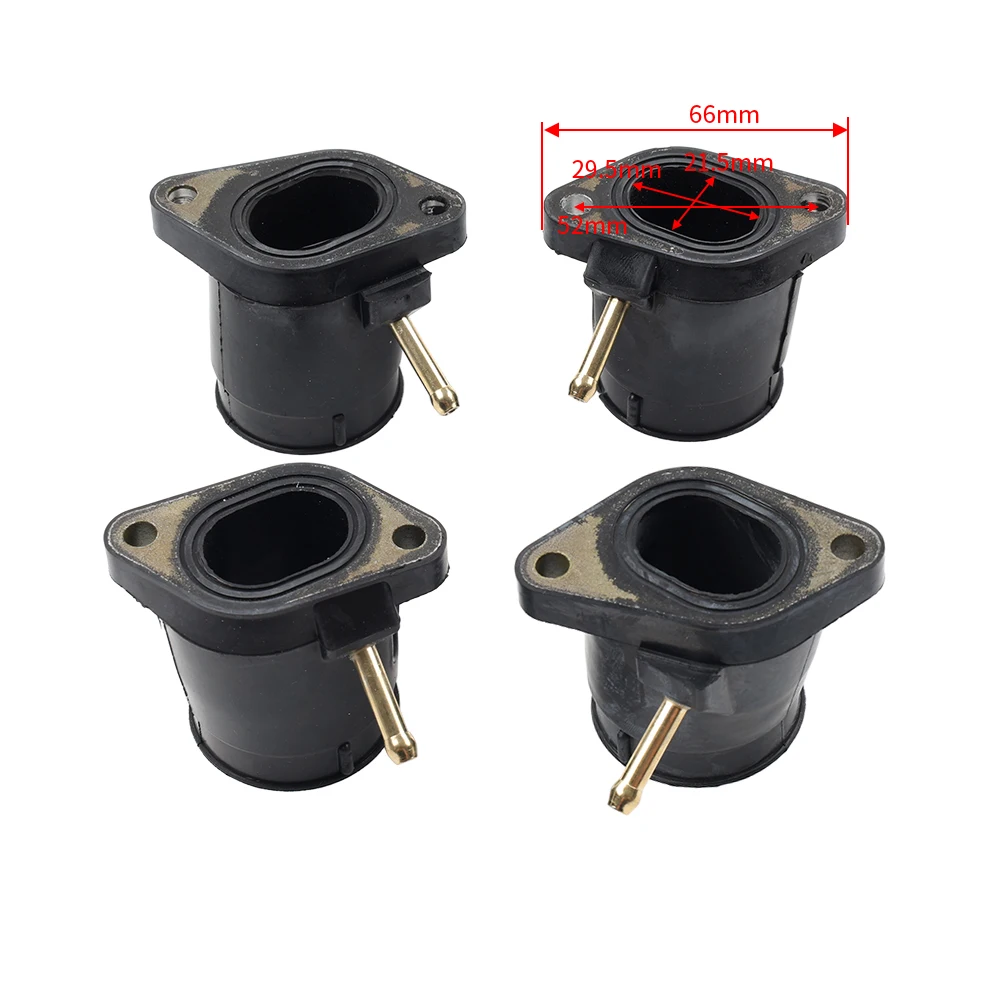 4Pcs Motorcycle Carburetor Intake Connector Joint Boot Rubber Black For Yamaha FZX250 ZEAL 1991-1992 3YX-13596-00-00