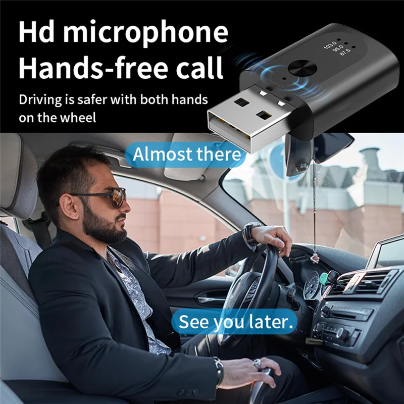 

Изысканное качество изготовления-USB Bluetooth 5.3 адаптер беспроводной аудиоприемник Bluetooth-передатчик с микрофоном громкой связи для автомобиля W